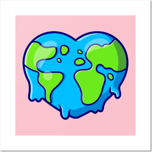 Earth Love Melted Cartoon Posters and Art